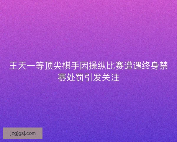 王天一等顶尖棋手因操纵比赛遭遇终身禁赛处罚引发关注